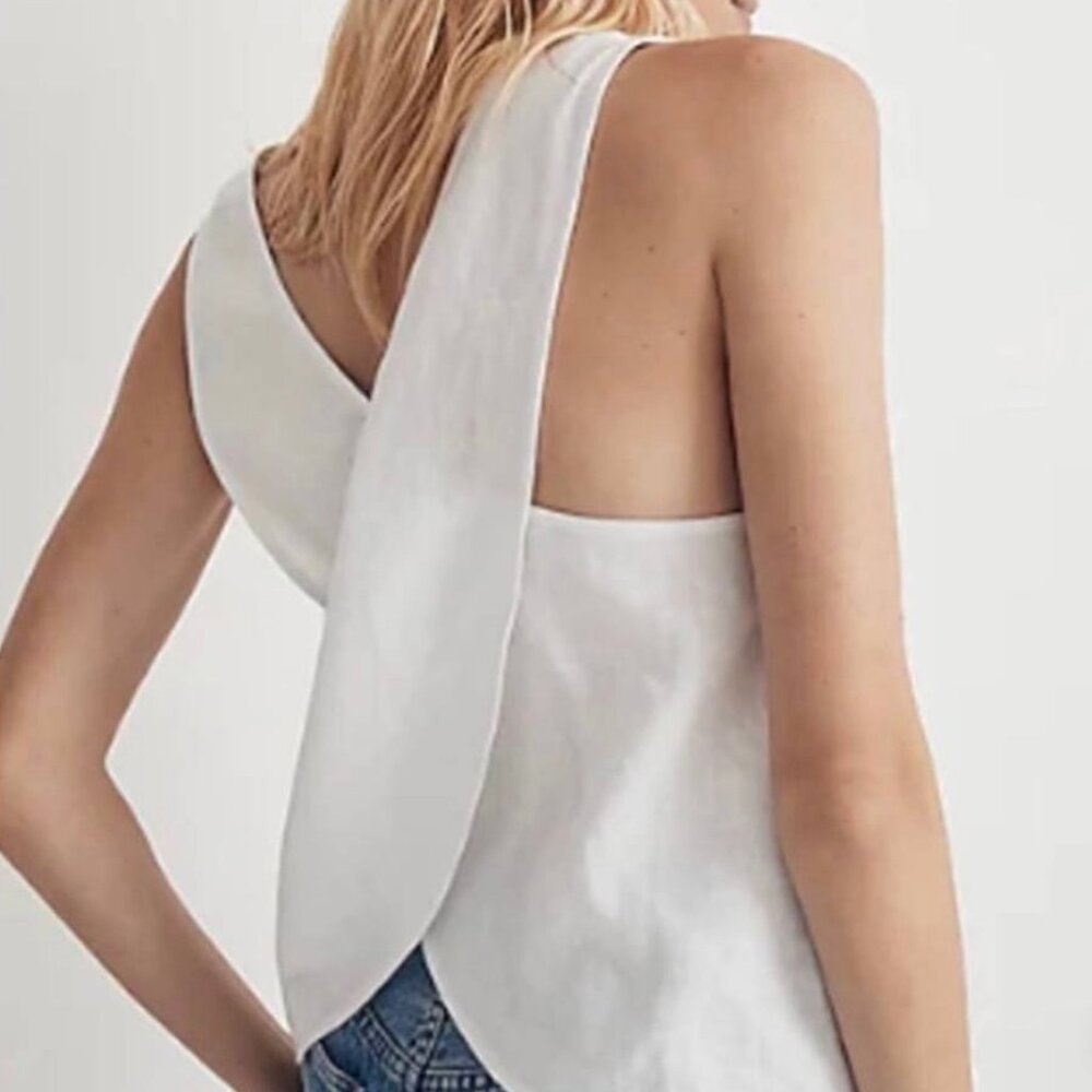 NEW!! NWT Madewell 100% Linen Cross-Back Sleeveless Top